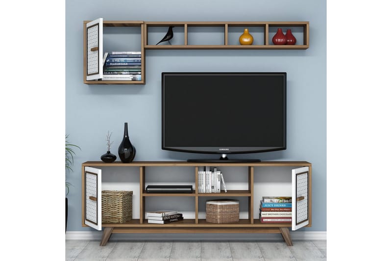 TV-Möbelset Amtorp 160 cm - Brun/Vit/Ek - TV-möbelset