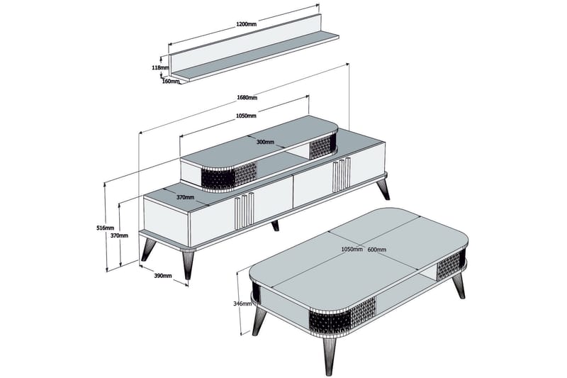 TV-Möbelset Amtorp 168 cm - Brun - TV-möbelset