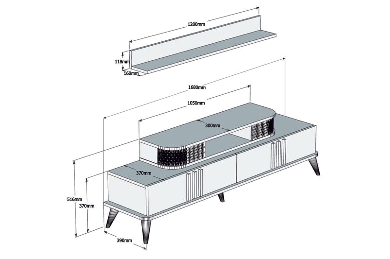 TV-Möbelset Amtorp 168 cm - Vit - TV-möbelset