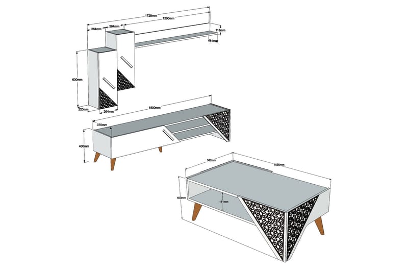 TV-Möbelset Amtorp 180 cm - Brun - TV-möbelset