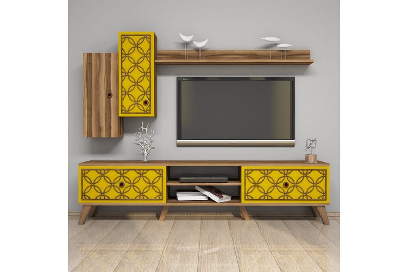 TV-Möbelset Amtorp 180 cm - Brun|Gul - Möbler - TV- & Mediamöbler - TV-möbelset