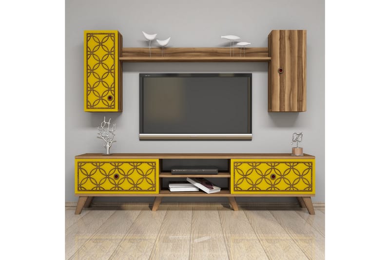 TV-Möbelset Amtorp 180 cm - Brun|Gul - Möbler - TV- & Mediamöbler - TV-möbelset