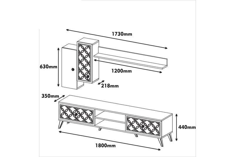 TV-Möbelset Amtorp 180 cm - Brun|Gul - TV-möbelset