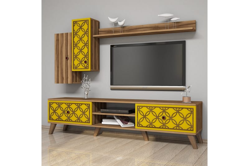 TV-Möbelset Amtorp 180 cm - Brun|Gul - Möbler - TV- & Mediamöbler - TV-möbelset