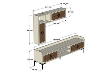TV-Möbelset Amtorp 180 cm - Brun/Vit - Möbler - TV- & Mediamöbler - TV-möbelset