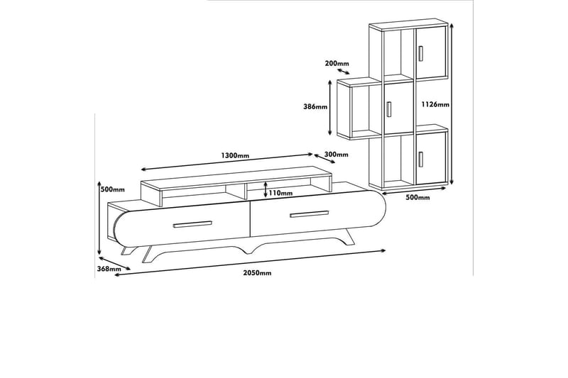 TV-Möbelset Amtorp 205 cm - Brun|Gul - TV-möbelset