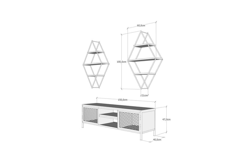 TV-Möbelset Chazarreta 150 cm - Trä|Natur|Svart - Möbler - TV- & Mediamöbler - TV-möbelset