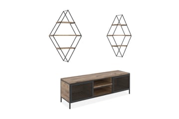TV-Möbelset Chazarreta 150 cm - Trä|Natur|Svart - Möbler - TV- & Mediamöbler - TV-möbelset