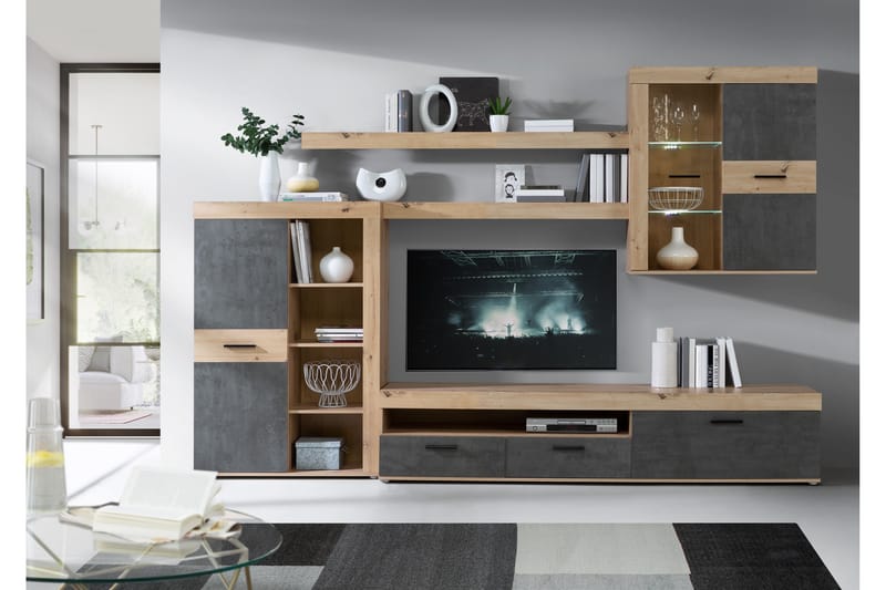 Tv-möbelset Dagopol 41x300 cm - Brun/Grå - Möbler - TV- & Mediamöbler - TV-möbelset