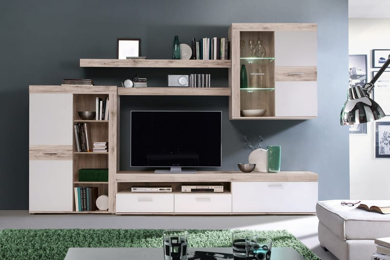 Tv-möbelset Dagopol 41x300 cm - Brun/Vit - Möbler - TV- & Mediamöbler - TV-möbelset