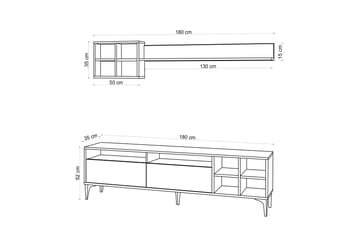 Tv-möbelset Debbies 180 cm - Natur/Svart - Möbler - TV- & Mediamöbler - TV-möbelset