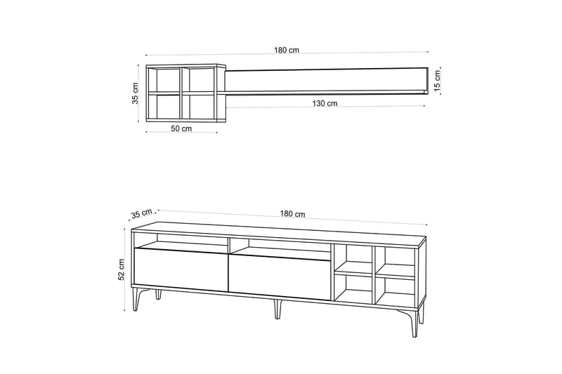 Tv-möbelset Debbies 180 cm - Natur/Svart - TV-möbelset