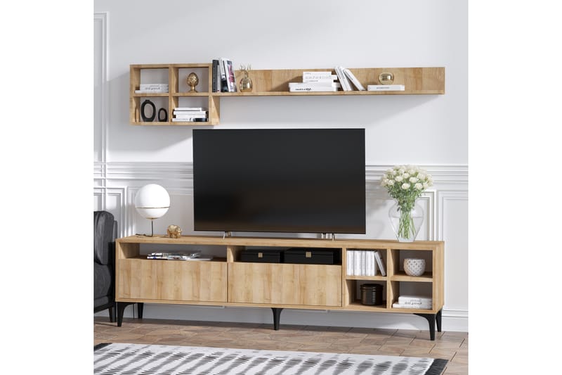 Tv-möbelset Debbies 180 cm - Natur/Svart - TV-möbelset