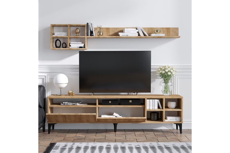 Tv-möbelset Debbies 180 cm - Natur/Svart - TV-möbelset