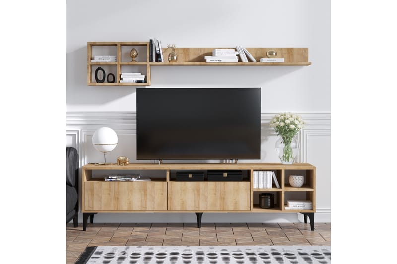 Tv-möbelset Debbies 180 cm - Natur/Svart - TV-möbelset