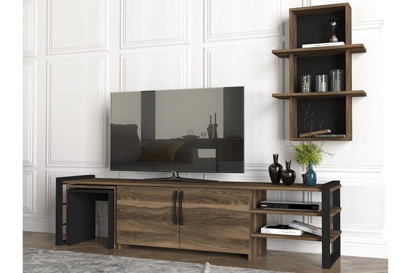 TV-Möbelset Declerc 180 cm - Valnöt|Svart - TV-möbelset