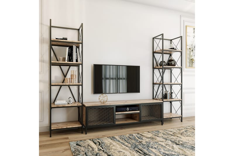 TV-Möbelset Desposito 150 cm - Trä|Natur|Svart - Möbler - TV- & Mediamöbler - TV-möbelset