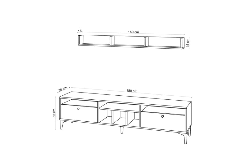 Tv-möbelset Drewsie 180 cm - Natur/Svart - Möbler - TV- & Mediamöbler - TV-möbelset