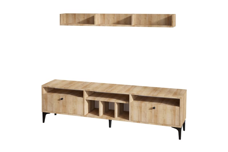 Tv-möbelset Drewsie 180 cm - Natur/Svart - Möbler - TV- & Mediamöbler - TV-möbelset