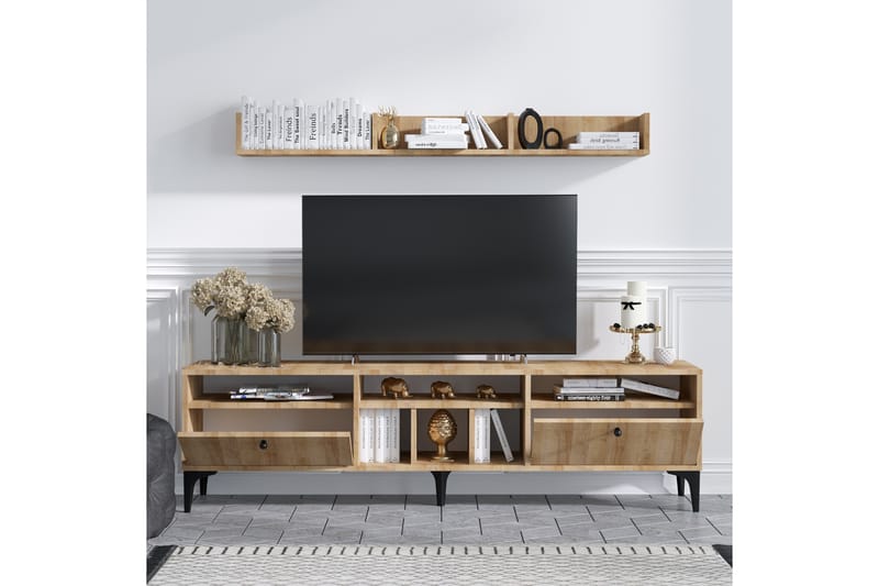 Tv-möbelset Drewsie 180 cm - Natur/Svart - Möbler - TV- & Mediamöbler - TV-möbelset