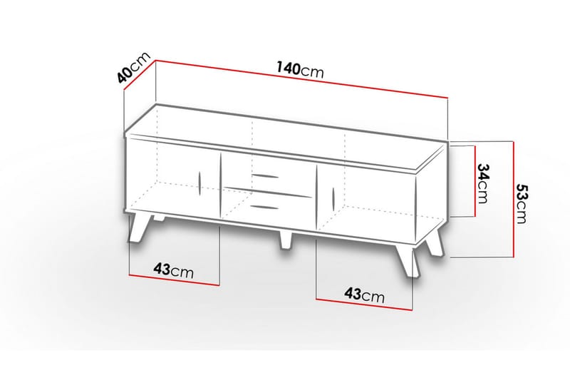 Tv-möbelset Dudley 140 cm - Natur/Svart - Möbler - TV- & Mediamöbler - TV-möbelset