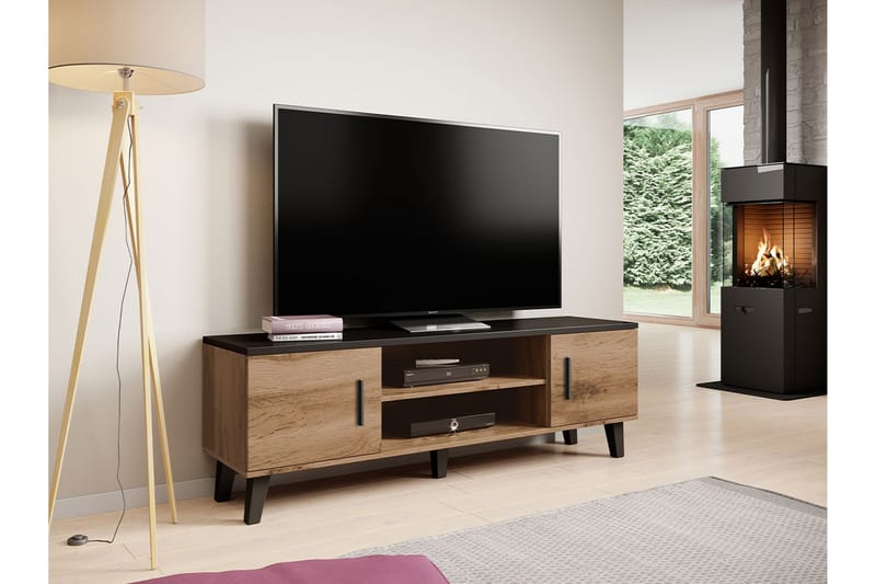 Tv-möbelset Dudley 160 cm - Natur/Svart - Möbler - TV- & Mediamöbler - TV-möbelset