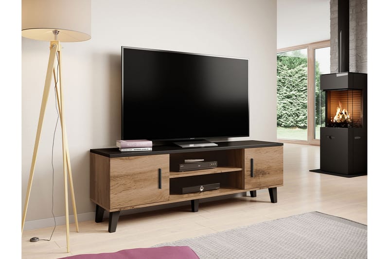 Tv-möbelset Dudley 160 cm - Natur/Svart - TV-möbelset