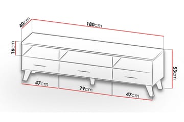 Tv-möbelset Dudley 180 cm - Natur/Svart - Möbler - TV- & Mediamöbler - TV-möbelset