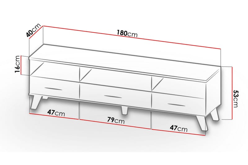 Tv-möbelset Dudley 180 cm - Natur/Svart - Möbler - TV- & Mediamöbler - TV-möbelset