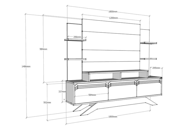 TV-Möbelset Dumö 149 cm - Vit/Brun - TV-möbelset