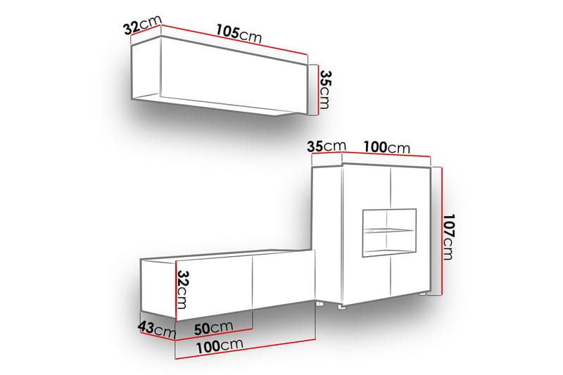 TV-möbelset Frick - Beige/Grå - TV-möbelset