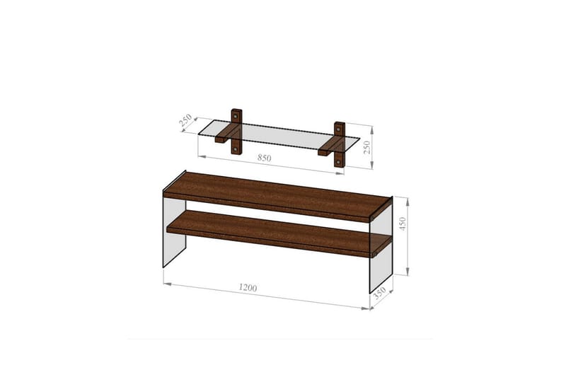 TV-Möbelset Fulwiler 45 cm - Valnöt - Möbler - TV- & Mediamöbler - TV-möbelset