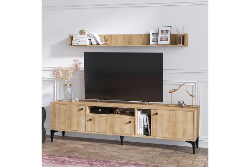 Tv-möbelset Gregani 150 cm - Natur/Svart - TV-möbelset