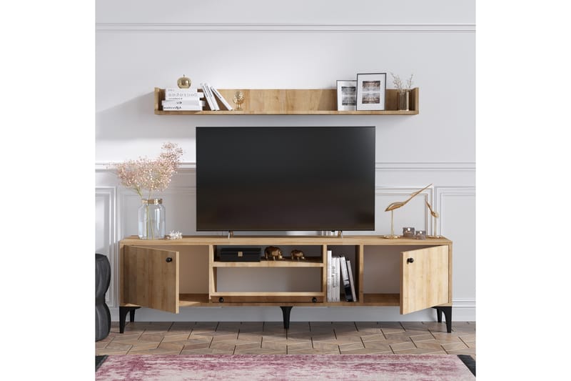 Tv-möbelset Gregani 150 cm - Natur/Svart - Möbler - TV- & Mediamöbler - TV-möbelset