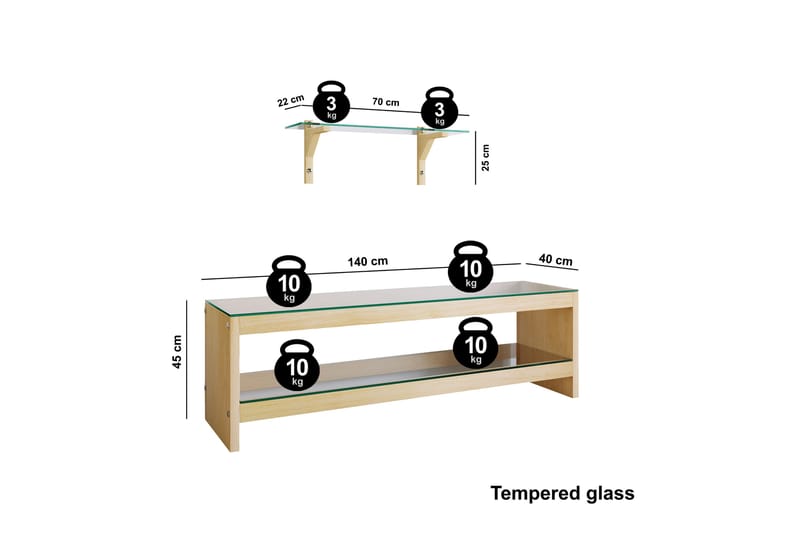 TV-möbelset Grinstad 140 cm - Brun - Möbler - TV- & Mediamöbler - TV-möbelset