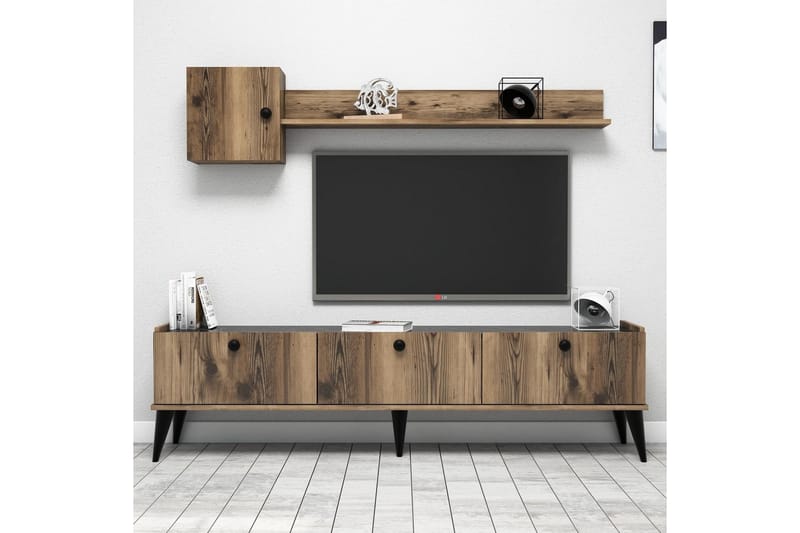 TV-Möbelset Kaltenhauser 180 cm - Valnöt|Marmor - Möbler - TV- & Mediamöbler - TV-möbelset