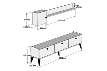 TV-Möbelset Kaltenhauser 180 cm - Valnöt|Marmor - Möbler - TV- & Mediamöbler - TV-möbelset