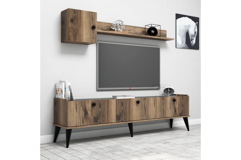 TV-Möbelset Kaltenhauser 180 cm - Valnöt|Marmor - Möbler - TV- & Mediamöbler - TV-möbelset