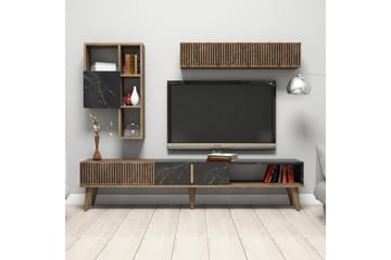 TV-Möbelset Lebens 180 cm - Valnöt|Svart - Möbler - TV- & Mediamöbler - TV-möbelset