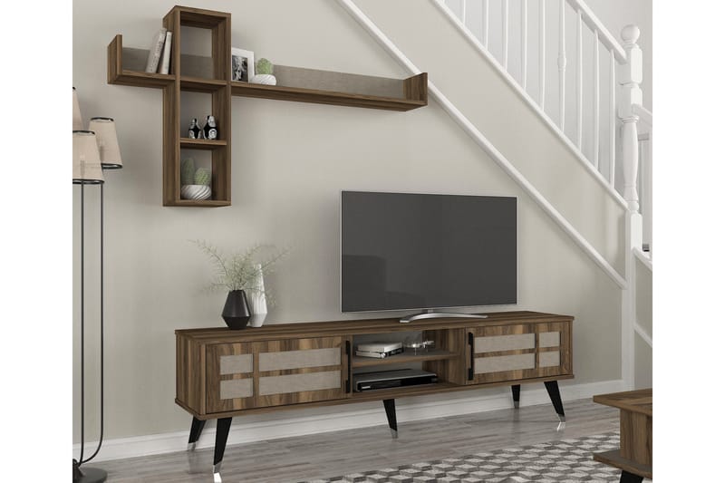 Tv-möbelset Loganda 180 cm - Mörkbrun - TV-möbelset
