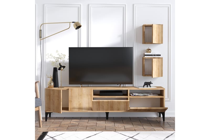 Tv-möbelset Lupinea 180 cm - Natur/Svart - Möbler - TV- & Mediamöbler - TV-möbelset
