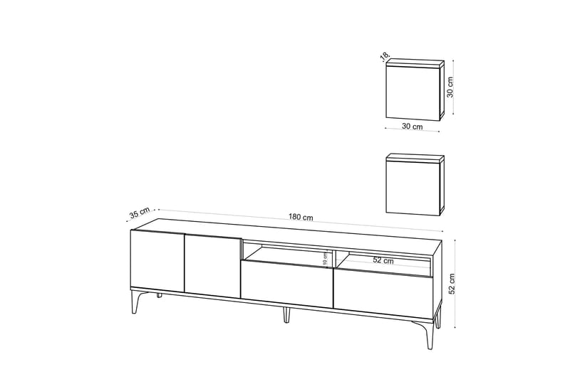 Tv-möbelset Lupinea 180 cm - Natur/Svart - Möbler - TV- & Mediamöbler - TV-möbelset