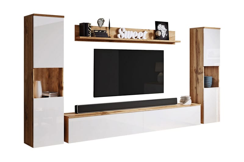 Tv-möbelset Mototada - Natur/Vit - Möbler - TV- & Mediamöbler - TV-möbelset
