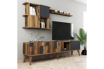 Tv-möbelset Moyano 180 cm - Mörkbrun/Antracit - Möbler - TV- & Mediamöbler - TV-möbelset