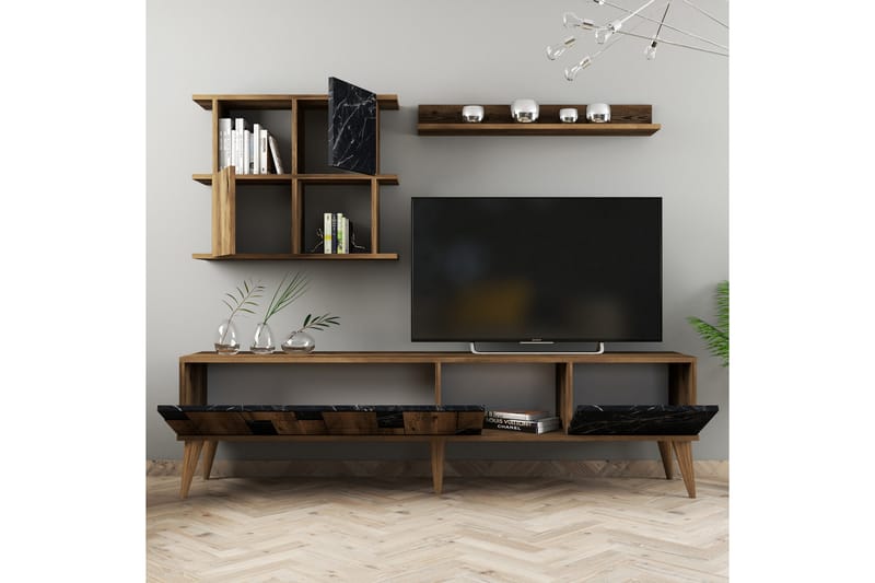 Tv-möbelset Moyano 180 cm - Mörkbrun/Svart - TV-möbelset