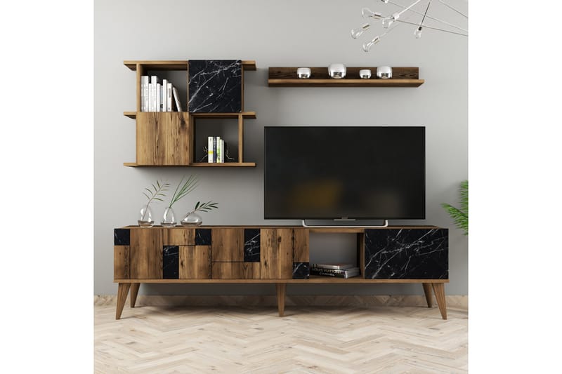 Tv-möbelset Moyano 180 cm - Mörkbrun/Svart - Möbler - TV- & Mediamöbler - TV-möbelset