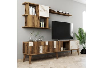 Tv-möbelset Moyano 180 cm - Vit/Mörkbrun - Möbler - TV- & Mediamöbler - TV-möbelset