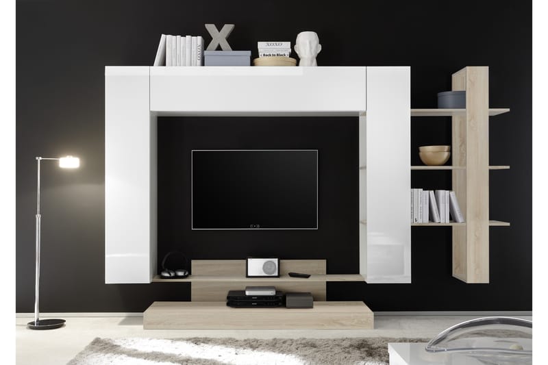 TV-möbelset Nickero 259 cm - Vit|Brun - TV-möbelset