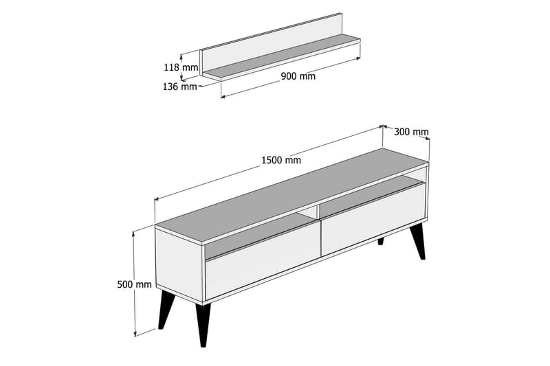 TV-Möbelset Nyarai 150 cm - Valnöt/Brun - Möbler - TV- & Mediamöbler - TV-möbelset
