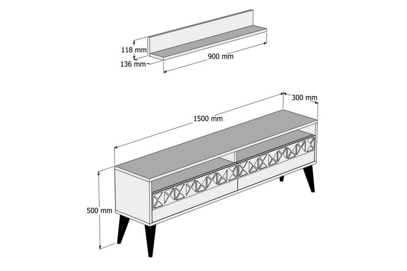 TV-Möbelset Raffaldt 150 cm - Valnöt - TV-möbelset